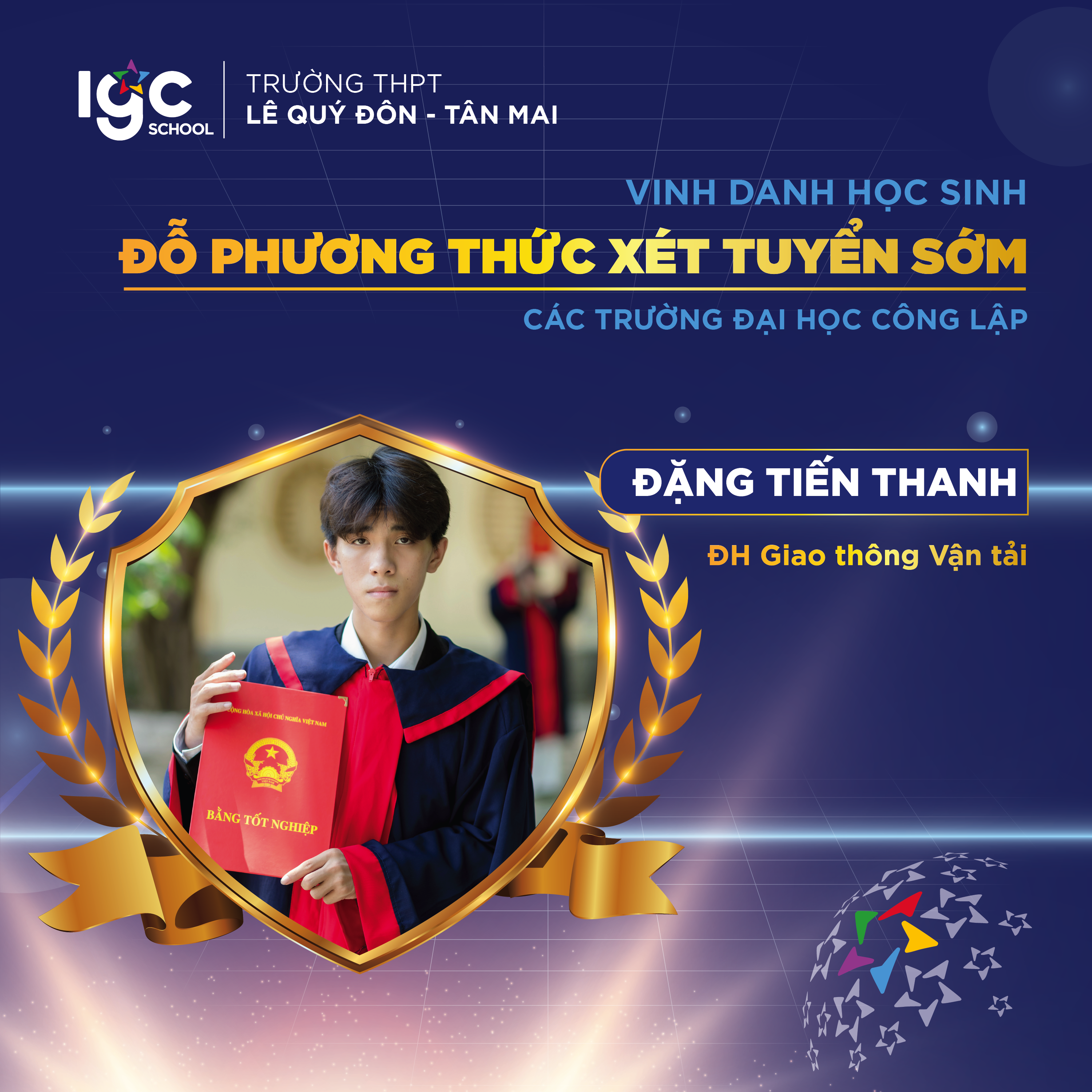 Trường THPT Lê Quý Đôn Tân Mai tự hào vinh danh các em học sinh 2K6 đã đỗ xét tuyển sớm vào các trường Đại học công lập.